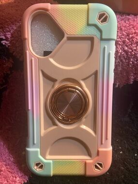 Hard Armor Grip Case Compatible Phone Case with Gold Ring Stand